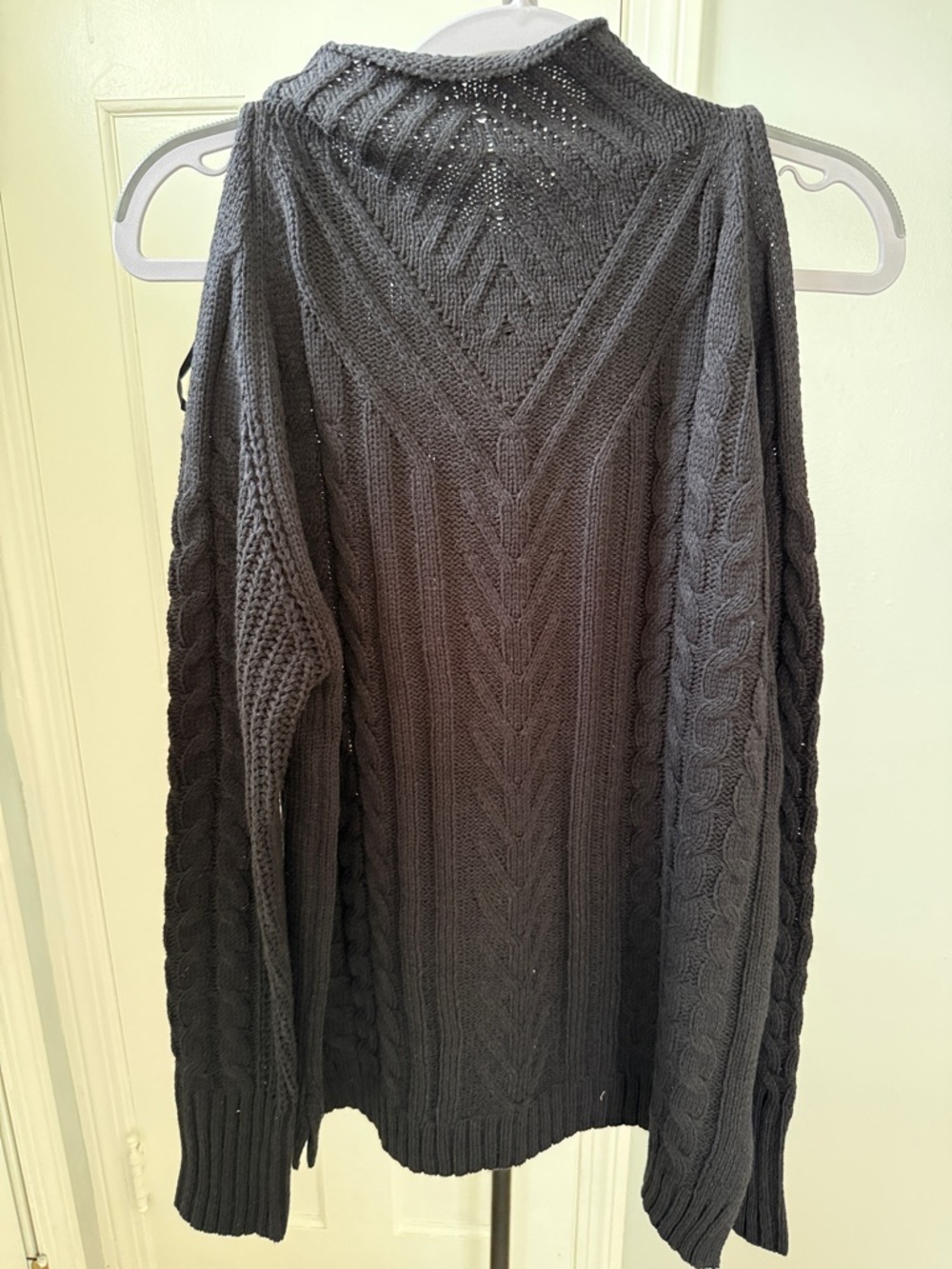Classic Black Cable Knit Turtleneck Sweater - Picture 1 of 4
